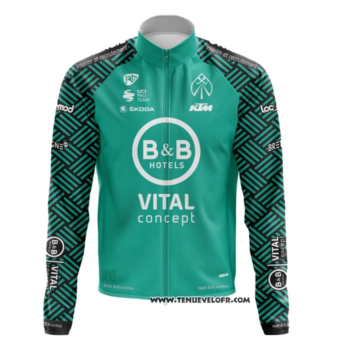 2020 Maillot Ciclismo Vital Concept-bb Hotels Blanc Vert Manches Longues et Cuissard